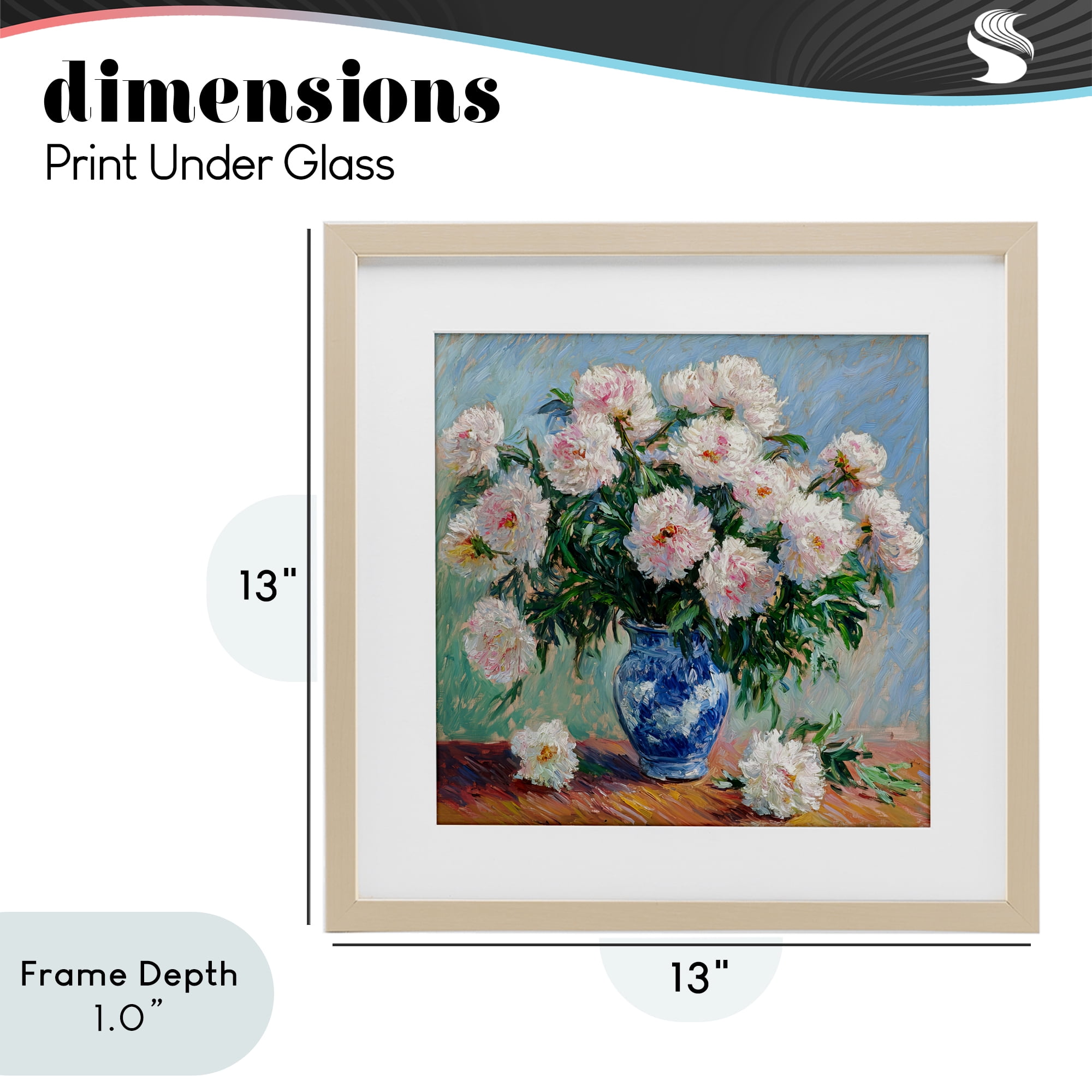 Stupell Industries Peonies in Blue Vase Birch Framed Print Under Glass, design by Tina LeCour