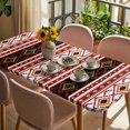 thumbnail image 3 of Red Black Boho Table Cloths for 4 Foot Rectangle Tables, Vintage Abstract Art Ethnic Tribe Patio Waterproof Elastic Fitted Tablecloths, Washable Rectangular Table Cover for Camping, 3 of 8