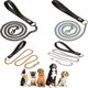thumbnail image 2 of Cadena de acero inoxidable de 11,5mm para mascotas, correa para perros pequeños y medianos, con asa, de cuero PU, de Metal, antimordeduras para cachorros, 2 of 4