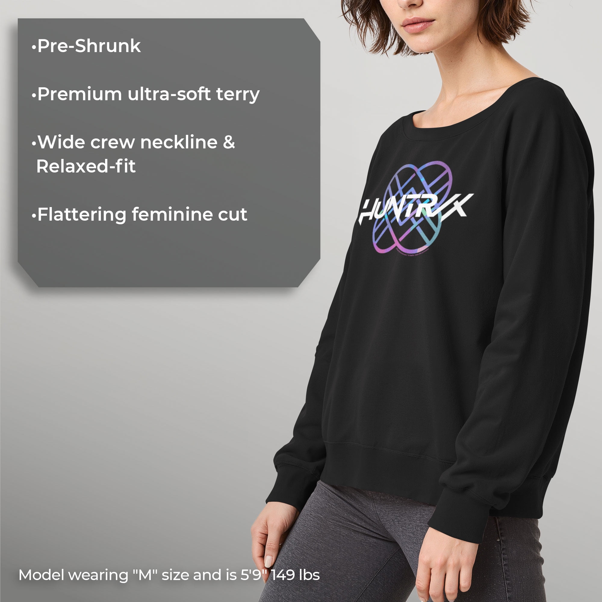 Juniors KPop Demon Hunters Huntrix Holographic Logo Sweatshirt