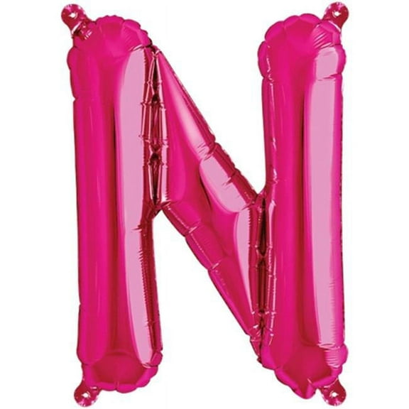 16 inch Letter N - Northstar - Magenta (Air-Fill Only) Foil Mylar Balloon - Party Supplies Decorations
