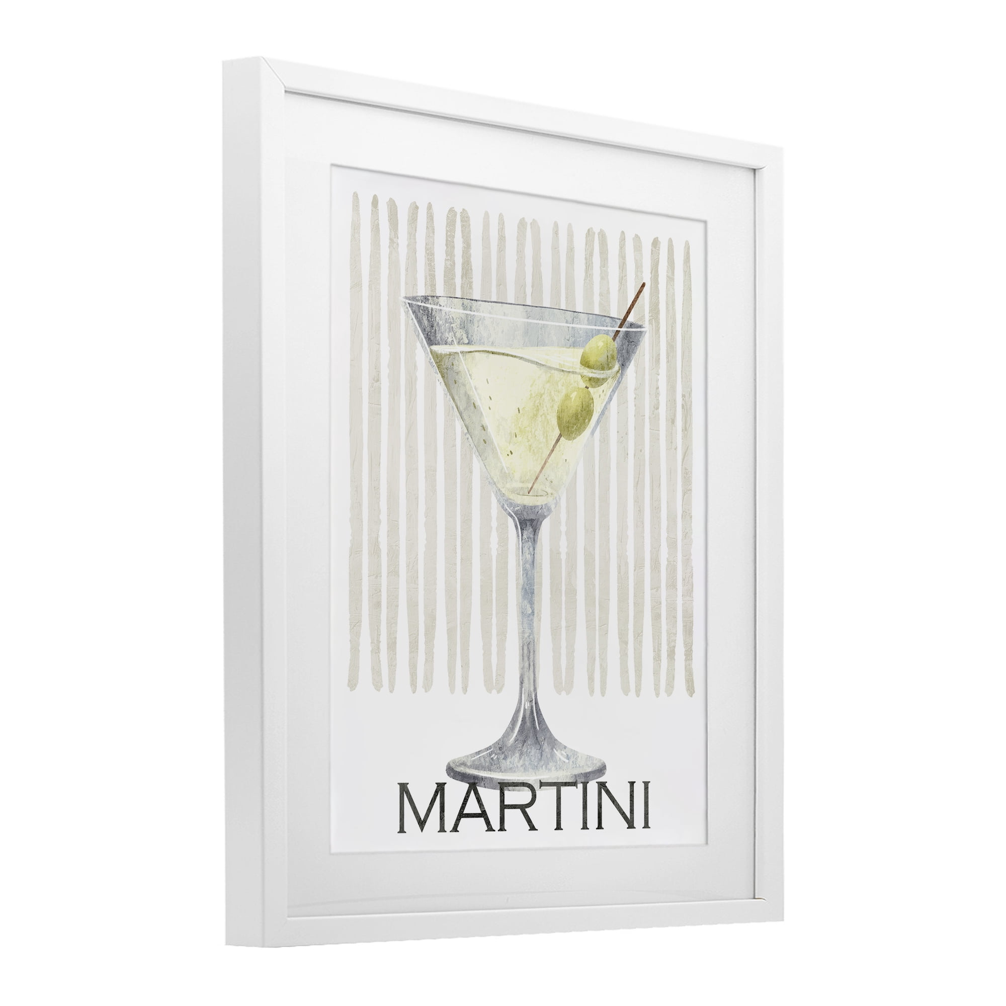 Stupell Industries Subtle Martini Drink White Framed Print Under Glass, design by Kim Allen