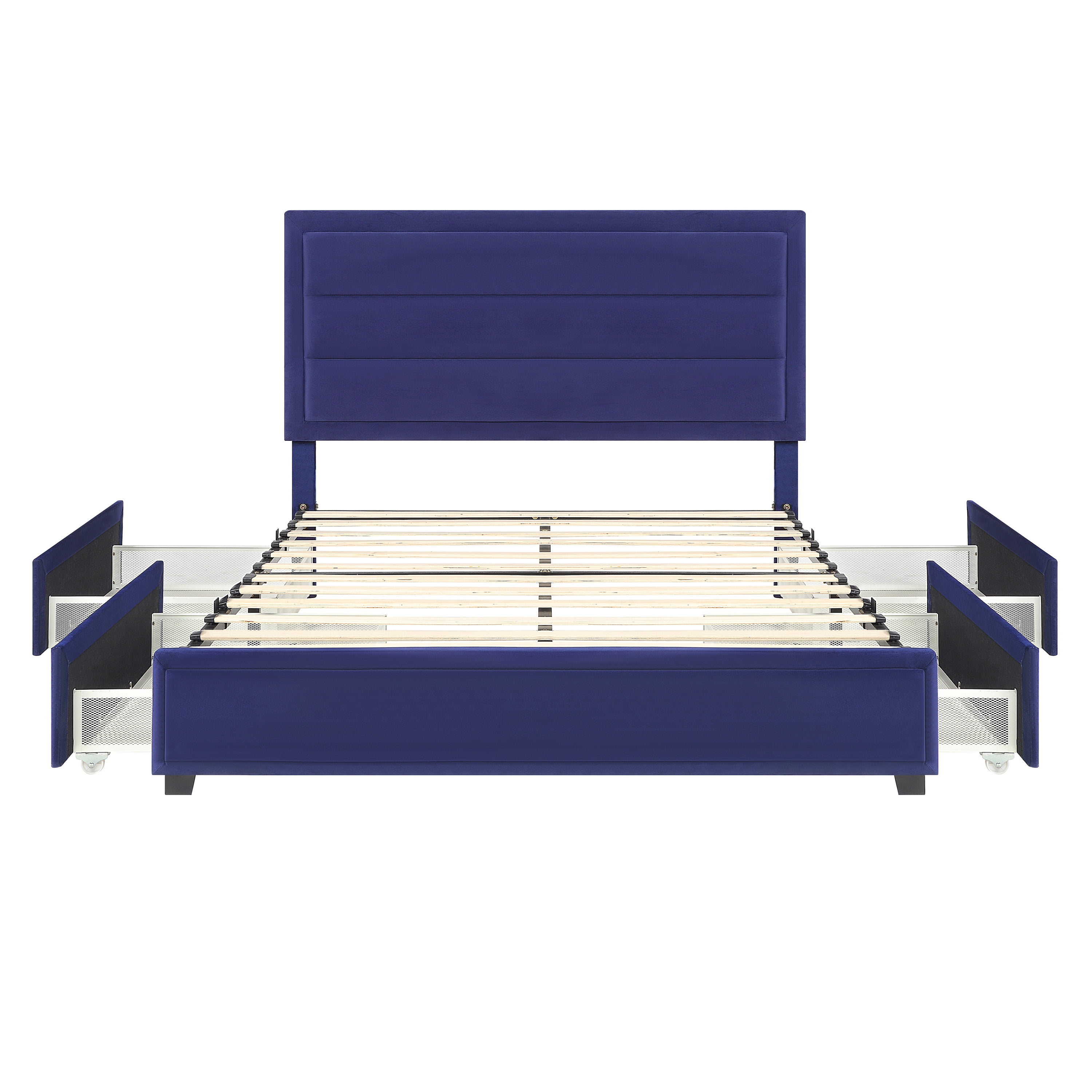 Furniture of America Harper Fabric Storage Bed, Navy, Queen