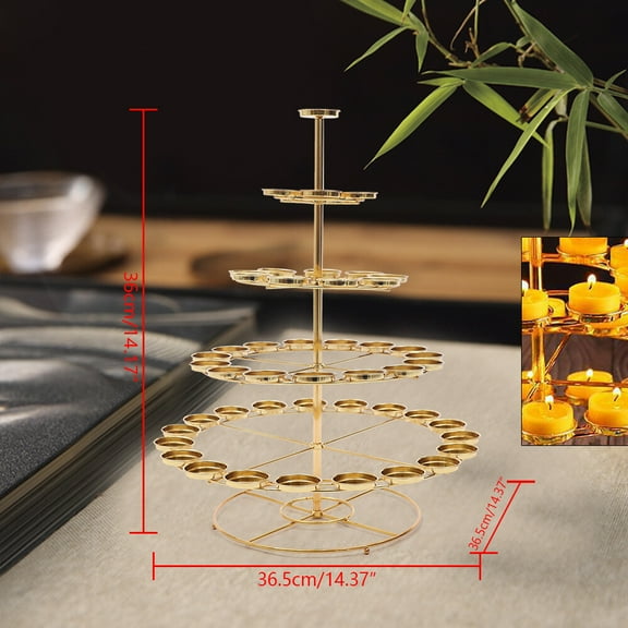 49 Candle Holder Buddha Ghee Lamp Holder Light Temple Home Decor Ornaments Alloy for Churches, Altars, Meditation Room