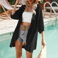 thumbnail image 7 of cocolona Womens Lightweight Open Front Cardigan Fashion Casual Solid Color 3/4 Sleeve Beach Cover Up Fall Outwear Coat, 7 of 7