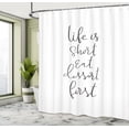 thumbnail image 5 of Ambesonne Text Shower Curtain, Cursive Ink Lettering Dessert, 69"Wx75"L, Charcoal Grey White, 5 of 5