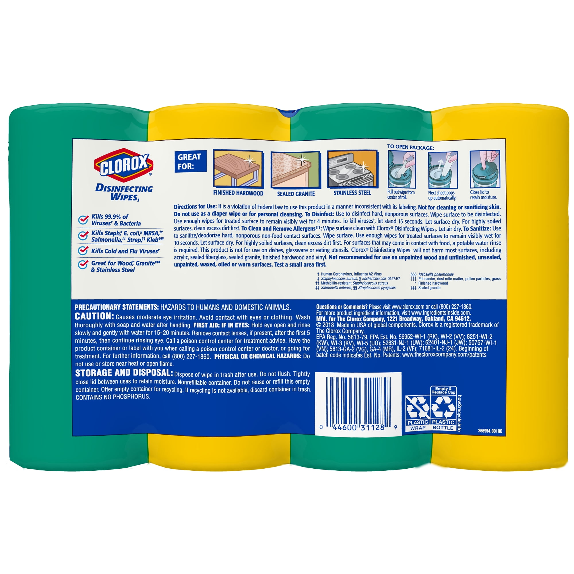 Clorox Disinfecting Wipes (140 Count Value Pack), Bleach Free Cleaning Wipes - 4 Pack - 35 Count Each