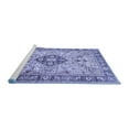 thumbnail image 2 of Ahgly Company Machine Washable Indoor Rectangle Medallion Blue Traditional Area Rugs, 5' x 7', 2 of 4