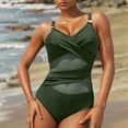 thumbnail image 6 of Mesh One Piece Swimsuit for Women Twist Front Tummy-Control Bathing Suit O-Ring Adjustable Strap Bikini Swimwear Army Green, XXL, 6 of 7