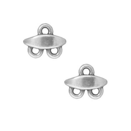 New Double Strand - Rhodium Plated Pewter Bead Almond Double Strand Reducer (2)