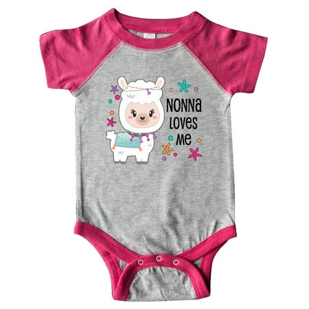 

Inktastic Nonna Loves Me- cute and happy llama Gift Baby Boy or Baby Girl Bodysuit