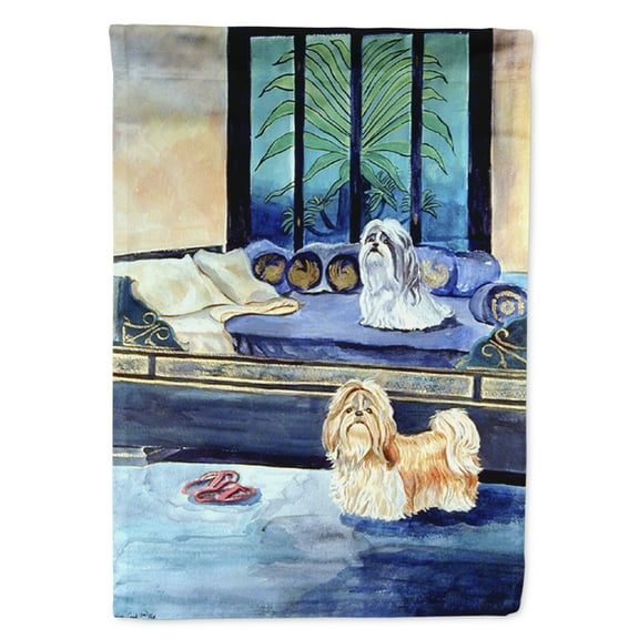 Shih Tzu Tan and Silver Flag Canvas House Size