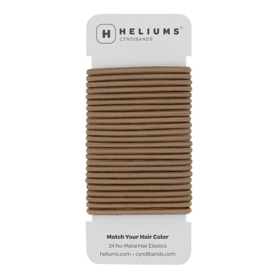Cyndibands Elastic Hair Ties – Light Brown - No Damage 4mm Ponytail Holders for Women & Kids, 24-Pack Hair Elastics in Neutral Colors