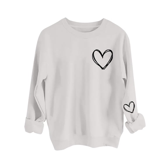 BLVB Valentines Day Sweatshirt for Women Love Heart Print Shirts Casual Valentine Pullover Long Sleeve Holiday Tops