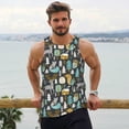 thumbnail image 6 of Balery Moose Squirrel owls tree Pattern Men's Workout Tank Top Gym Muscle Tee Fitness Bodybuilding Sleeveless T Shirt Quick Dry Fit Muscle Tank Top Slim-Fit Tank-X-Large, 6 of 7
