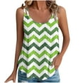 thumbnail image 2 of Tank Tops for Women Plus Size Clearance Sleeveless Print Crew Neck Printed Court Lock Casual Camisole Round Neck Tank Green 3XL, 2 of 5
