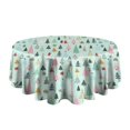 thumbnail image 5 of Light Blue Christmas Tree Pattern Round Tablecloth 60"x60",Wrinkle Wipeable Table Cloth for Kitchen Dining Room Picnic Patio Party, 5 of 6