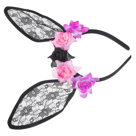 LOLIPPYY Black Hairband Rabbit Ears Party Accessory Durable Hair Hoop for Cosplay Events