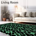 thumbnail image 2 of ODIKA 4'x6' Machine Washable Non-Slip Area Rug, Velvet Midnight Lattice with Emerald Highlights High Traffic Rug with Pad, Black, 594729, 2 of 8