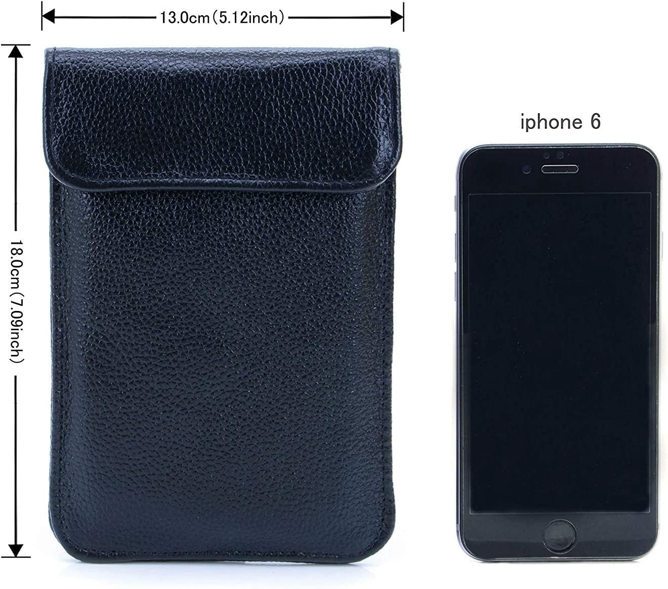 Leather Faraday Bag RFID Cell Phone Signal Blocking/Jammer Pouch Bag Anti-Spying/Tracking/Radiation GPS Shielding Passport Sleeve/Wallet Case,Car Key FOB