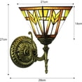 thumbnail image 6 of Artistic Style Wall Sconce, Stained Glass Shade Wall Lamp, E27 Bulb, Metal Decorative Bedside Wall Light for Living Room Bedroom Bathroom Hallway,B, 6 of 6
