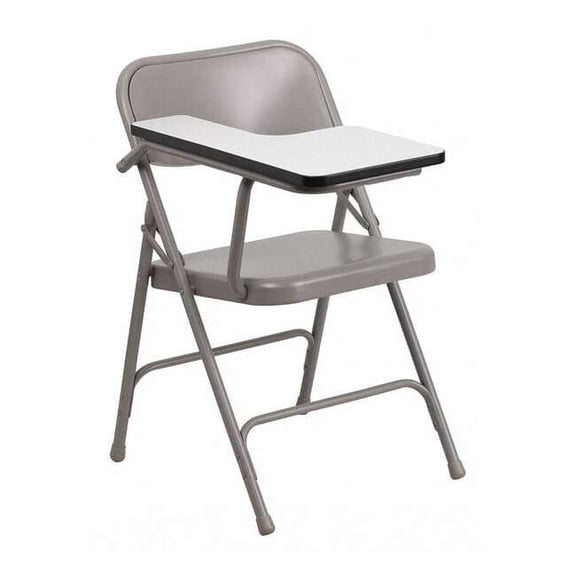 Flash Furniture Ralph Premium Steel Adult Folding Chair with Right Handed Tablet Arm, Gray