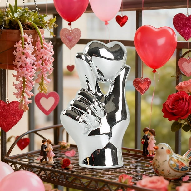 Adorno de cerámica para Halloween, decoración de cerámica áurea para el 14 de febrero, con forma de corazón, para escritorio, sala de estar, TV, decoración del hogar, regalos de cumpleaños para mujere