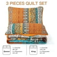 thumbnail image 7 of TiaGOC Orange Quilt Set Queen Size, Stripe Bohemian 3 Pieces Quilts Bedspread Set Boho Lightweight Microfiber All Season Bedding Coverlet Set for Queen Bed (96"x90"), 7 of 7