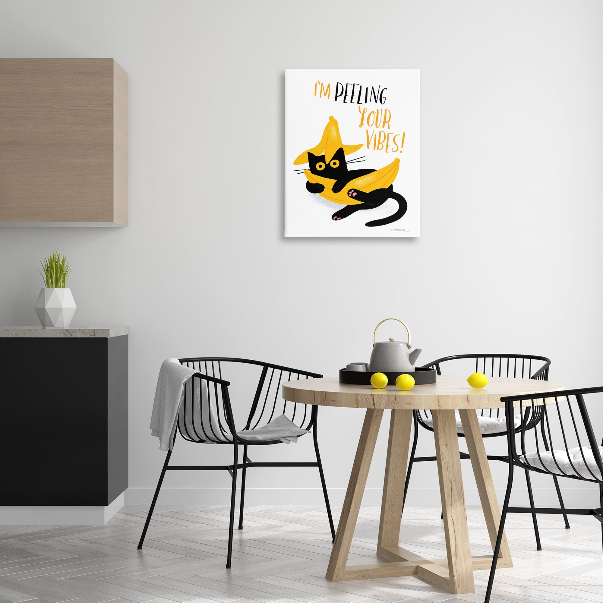 Stupell Industries Peeling Your Vibes Cat Animals Painting Wrapped Canvas Art Print Wall Art, 24 x 30