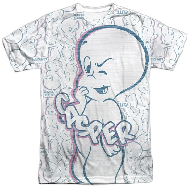 Casper The Friendly Ghost Cartoon TV Show Retro Wink Adult Front Print  T-Shirt 