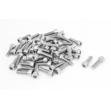 Unique Bargains M6x20mm Stainless Steel Hex Socket Cap Screws Head Key Bolts 50 Pcs