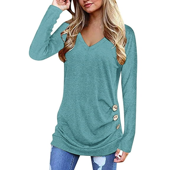 Kayannuo Womens Tops Long Sleeve Fall Women's Solid Color Stitching Knotted Pullover O-Neck Long Sleeve Top Blouse