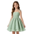 thumbnail image 2 of ANINEO Casual Summer Dresses For Girl Kids Sleeveless Solid Color Bowknot Spaghetti Strap For Little Girls Comfort A-Line Swing Layered Bow Tie Shoulder Flowy Cami Mini Dres Vacation Dress, 2 of 4