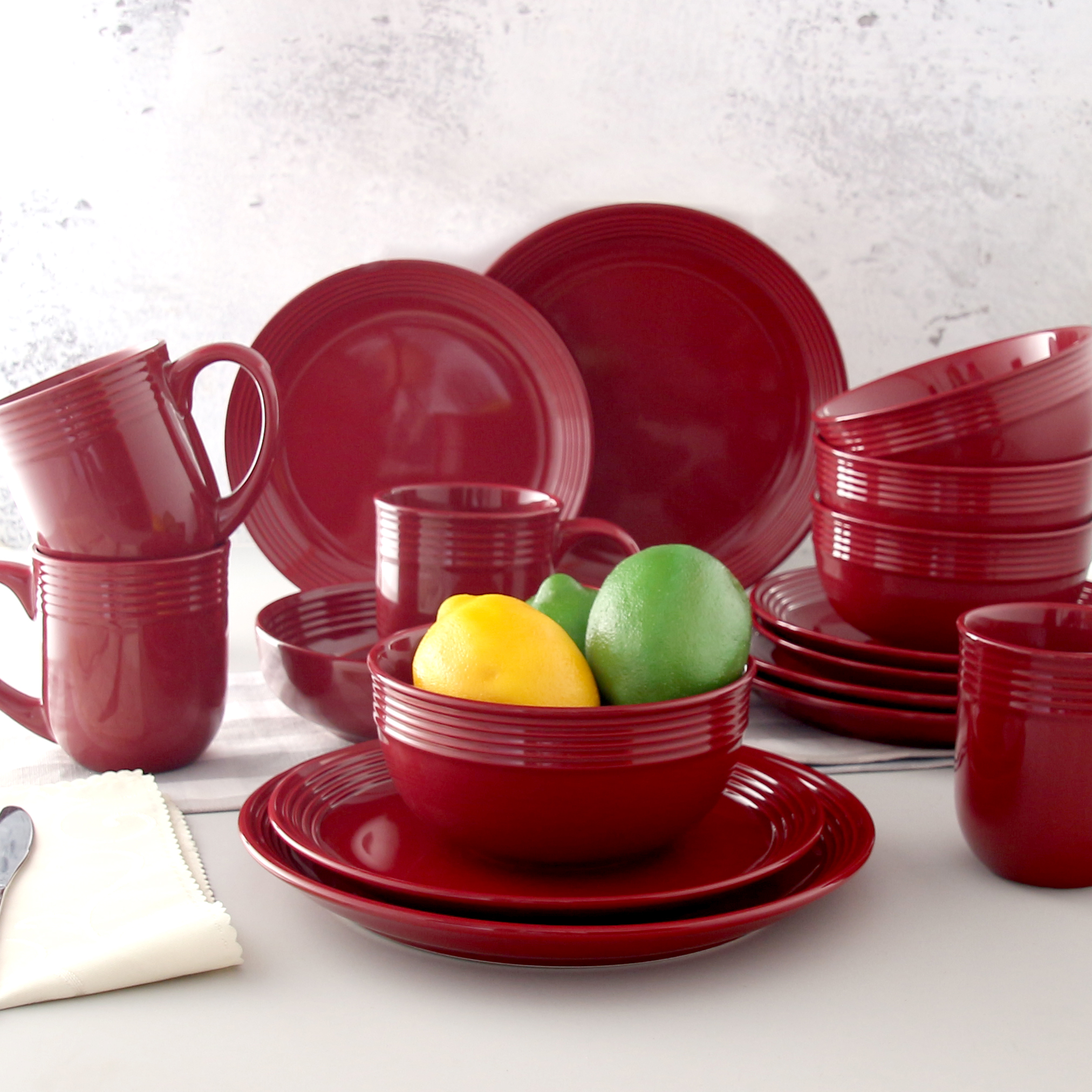 Mainstays Chiara Red Stoneware Dinnerware Set, 16-Pieces - image 3 of 10