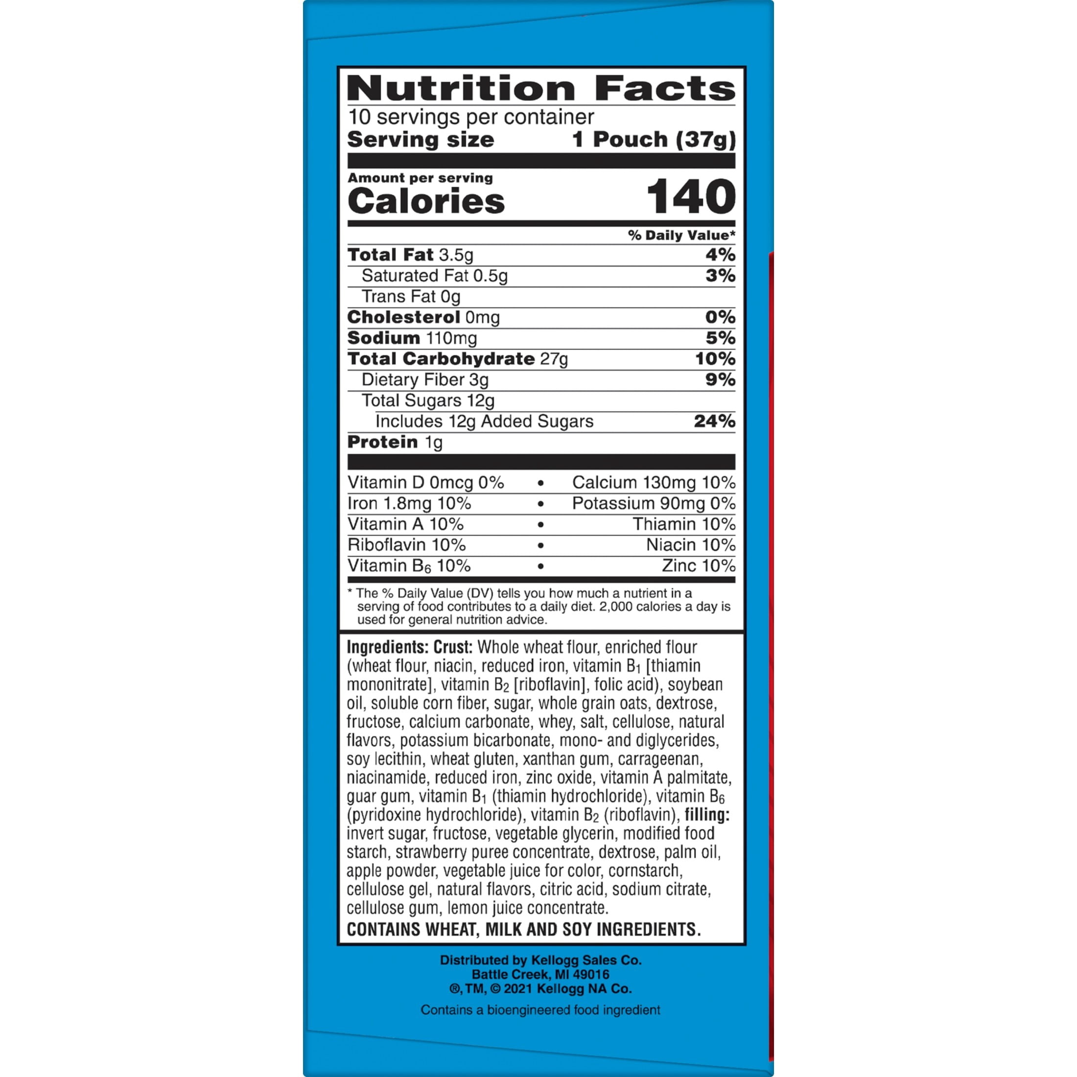 Nutri-Grain Bites Soft Baked Mini Bars, Kids Snacks, Whole Grain, Strawberry, 13oz Box (10 Pouches)