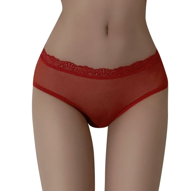 Women Underwear, Low Waist Women Briefs Soft Elegant For Club Rusty Red M