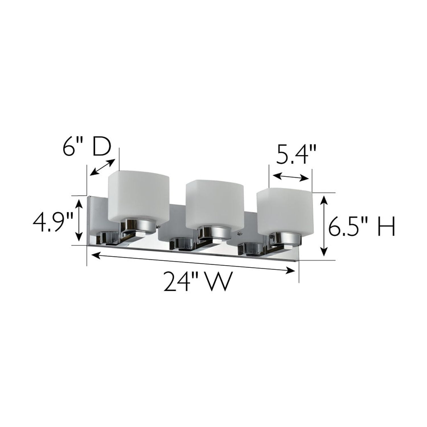 Design House Dove Creek 3-Light Dimmable Bathroom Vanity Light with Frosted Glass, Polished Chrome