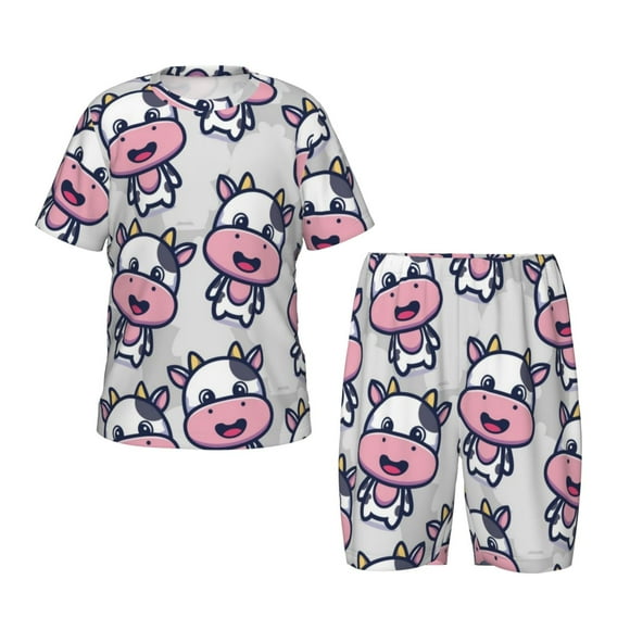 Balery Baby Cow Conjunto de Pijama Infantil de Manga Corta con Estampado – Ropa de Dormir de Algodón Suave-XX-Large