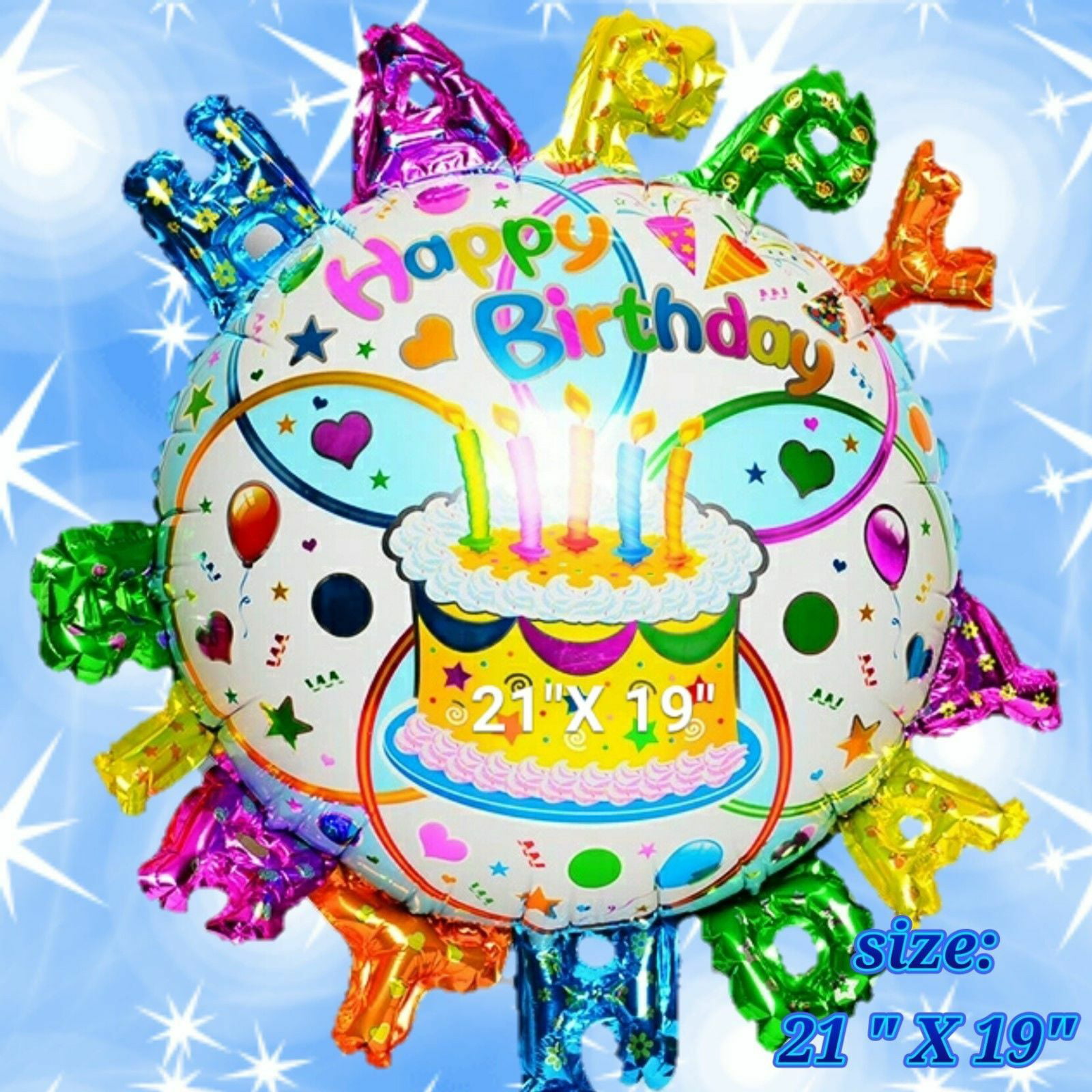PartyWoo Happy Birthday Balloons, 37 pcs Happy Birthday Mylar Balloons,  Happy Birthday Letter Balloons, Happy Birthday Foil Balloons, Colorful  Happy