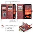 thumbnail image 6 of Allytech Wallet Case for Samsung Galaxy A36 5G, Card Slots + Cash Slot + Zipper Pocket Large Capacity PU Leather Case with Hand Strap, [All-Round Shockproof] Wireless Charging Kickstand Case, Red, 6 of 9