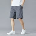 thumbnail image 3 of SWSMCLT Men's Cotton Cargo Shorts Mid Rise Shorts Gym Cargo Elastic Casual Bermuda Walking Shorts Knee Length Pocket Dark Grey 40, 3 of 4