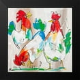 thumbnail image 2 of Fiore, Art 12x12 Black Modern Framed Museum Art Print Titled - Cocks Talking, 2 of 5