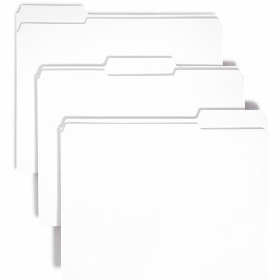 Smead, SMD12834, File Folders with Reinforced Tab, 100 / Box, White