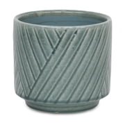 Cheungs Parlora Crossed Diagonal Pattern Ceramic Pot - Green Medium