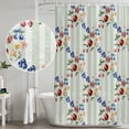 thumbnail image 4 of Shower Curtain Bathroom Set Farm Fruits Cherries Blueberry Waterproof Fabric Shower Curtains with Grommets&Hooks, Green White Striped Privacy Bath Curtain for Bathtub 72x84in, 4 of 9
