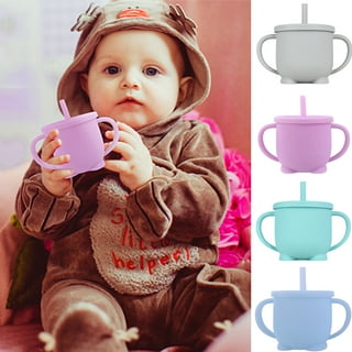 Gwong 1Pcs Cartoon Shape Handle Design Food Grade Baby Straw Cup Infant  Straw Silicone Feeding Cup Baby Accessories 