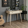 thumbnail image 2 of Camaflexi Solid Pine Wood Mid Century Desk with 1 Drawer, Light Oak Finish, 2 of 7
