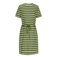 thumbnail image 5 of Henpk Summer Dresses for Women Striped T Shirt Dress Casual Midi Dress Short Sleeve Sundress with Pockets Summer Fashion Striped V-Neck Striped Waist Sexy Sling Dress Green L, 5 of 5