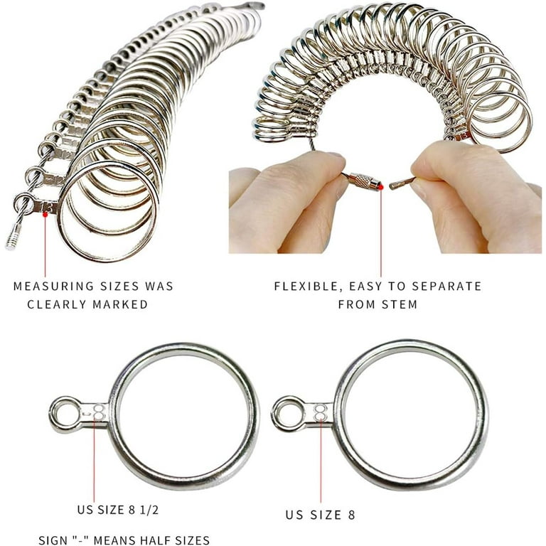 SHANGNIULU Metal Ring Sizer Guage Finger Ring Size Measurement Tool Sizing Measuring Jewelry Rings Tool Ciecle Models 0 13 27 Piece