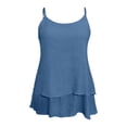 thumbnail image 4 of Fashion Layered Camisole Tank Top for Women Adjustable Spaghetti Strap Sleeveless Casual Wear for Summer Blue XXL, 4 of 5
